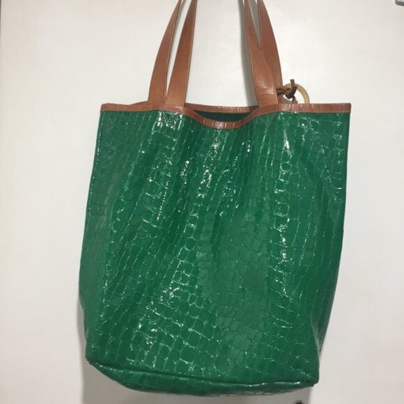 GREEN MEDIUM LEATHER TOTE HANDBAGS - Picture 3 of 7